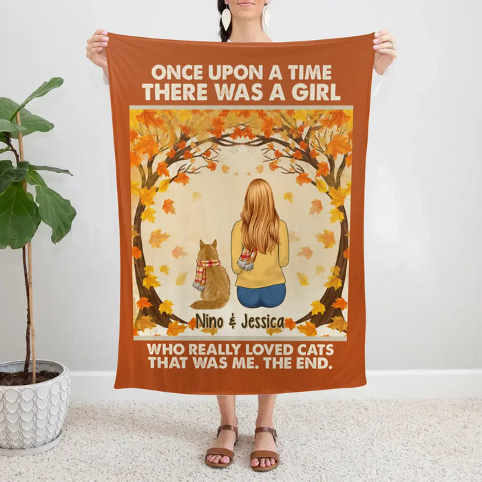 Personalized Blanket, Once Upon A Time There Was A Girl Who Really Loves Cats - Fall Gift, Gift For Cat Lovers