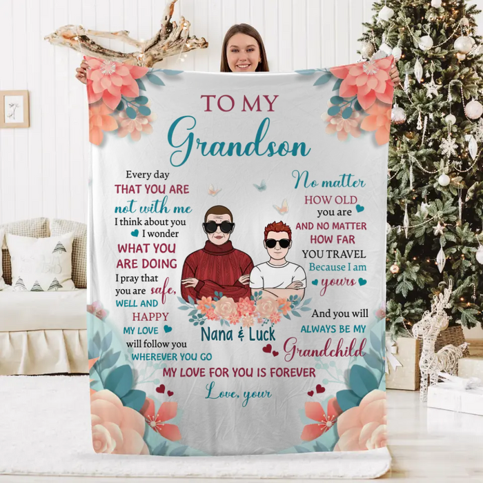 To My Grandson/Granddaughter from Grandma - Personalized Gifts Custom Blanket for Grandson, for Granddaughter