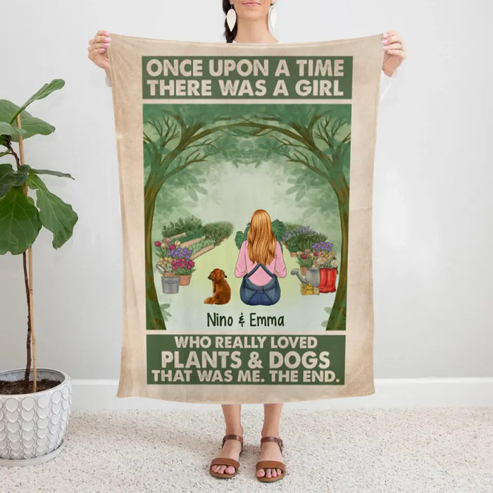 Personalized Blanket, Once Upon A Time There Was A Girl Who Really Loved Plants And Dogs, Gift For Gardeners And Dog Lovers