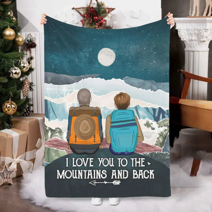Personalized Blanket, Hiking Couple On Top Of Mountain, Gifts For Hiking Lovers