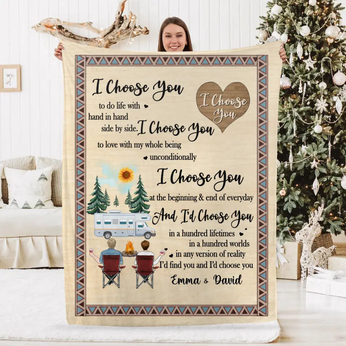Personalized Blanket, Camping Couple, I Choose You, Gift for Campers, Couple