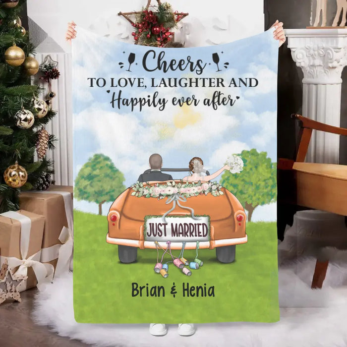 Personalized Blanket, Cheers To Love Laughter And Happily Ever After, Wedding Gifts, Marriage Anniversary Gifts