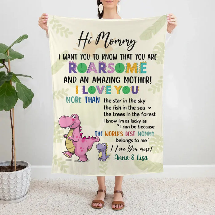 Hi Mommy-Daddy Roarsome I Love You - Personalized Gifts Custom Blanket for Mom for Mom