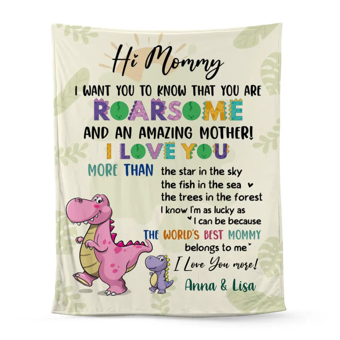 Hi Mommy-Daddy Roarsome I Love You - Personalized Gifts Custom Blanket for Mom for Mom