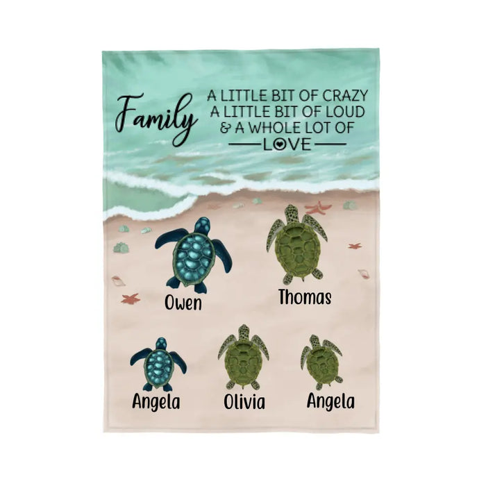 Personalized Blanket, Turtle Family On The Sea, Gifts For Sea Turtle Lovers