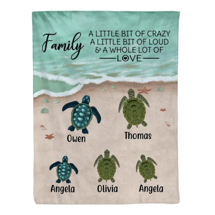 Personalized Blanket, Turtle Family On The Sea, Gifts For Sea Turtle Lovers