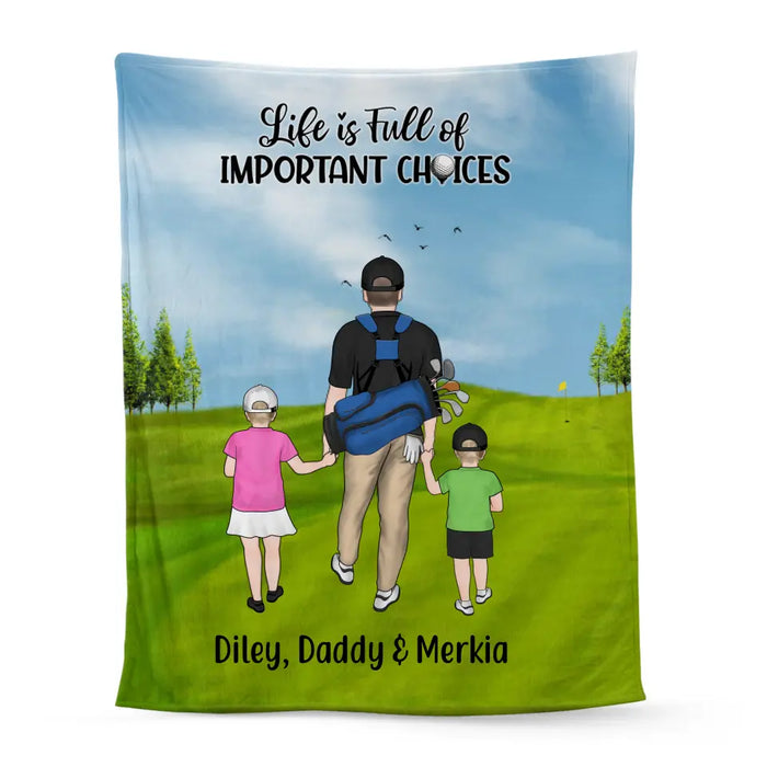 Personalized Blanket, Parents And Kids Golf Partners, Gift For Family And Golf Lovers