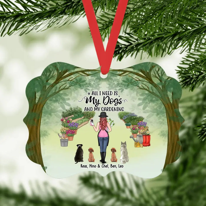 All I Need Is My Dogs And My Gardening - Personalized Christmas Gifts Custom Ornament For Dog & Gardening Lovers