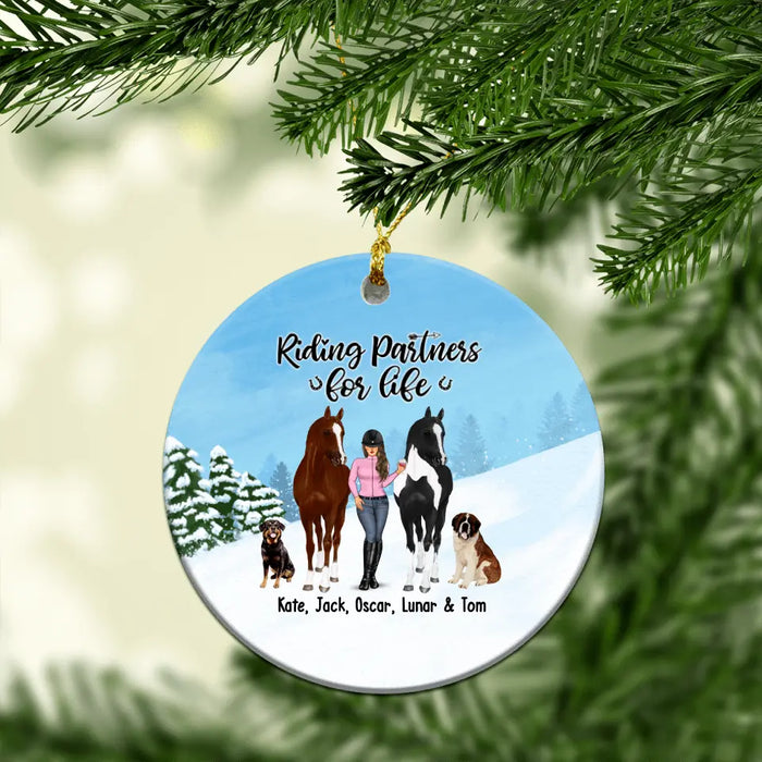 Riding Partners for Life - Personalized Gifts Custom Dog Ornament for Her, Dog Lovers, Horse Lovers
