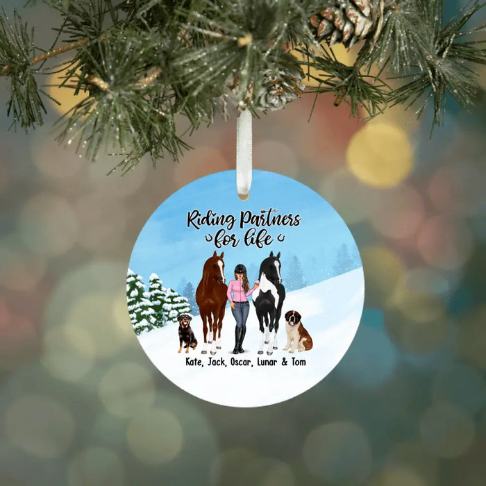Riding Partners for Life - Personalized Gifts Custom Dog Ornament for Her, Dog Lovers, Horse Lovers