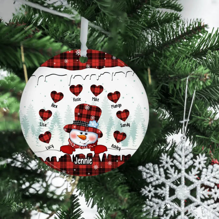Snowman Nana Grandma Sweet Heart Kids - Personalized Christmas Gifts Custom Ornament for Grandma, Mama