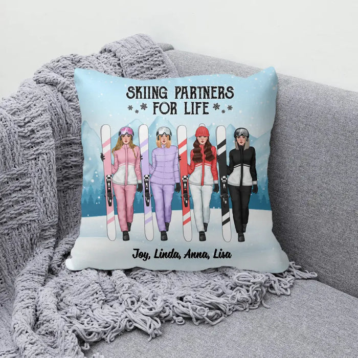 Skiing Partners For Life - Personalized Pillow For Friends, For Her, Skiing