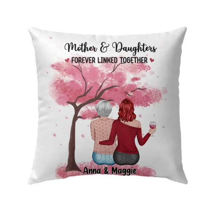 Mother Daughter Forever Linked Together - Personalized Gifts Custom Pillow for Mom