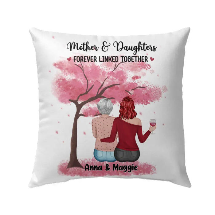 Mother Daughter Forever Linked Together - Personalized Gifts Custom Pillow for Mom