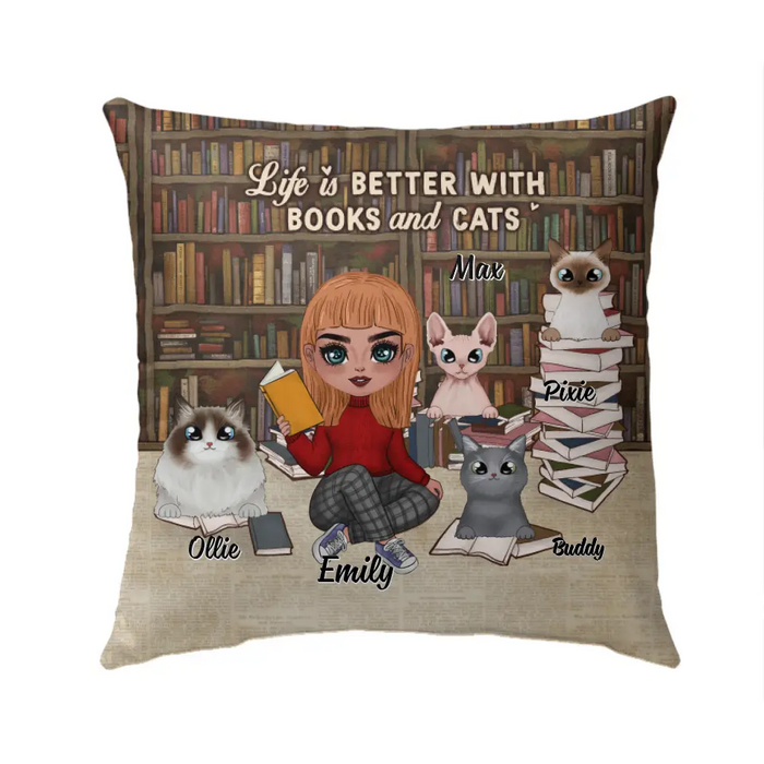 Beabes Throw Pillow Covers,Cat Bookshelf,Pillow Cases Beabes Throw Pillow Covers,Cat Bookshelf,Pillow Cases