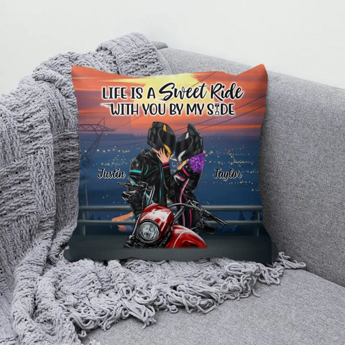 Life Is A Sweet Ride - Personalized Pillow For Couples, Him, Her, Motorcycle Lovers