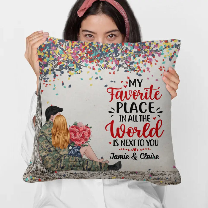 My Favorite Place In All The World - Personalized Pillow For Couples, Him, Her, Military