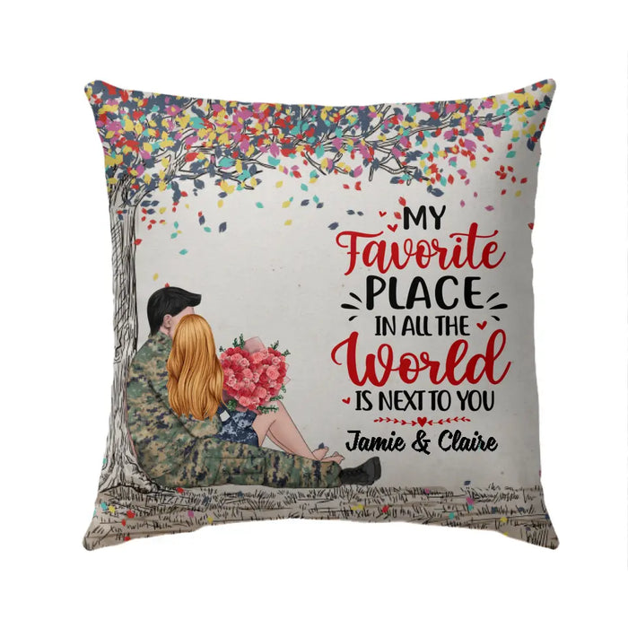 My Favorite Place In All The World - Personalized Pillow For Couples, Him, Her, Military