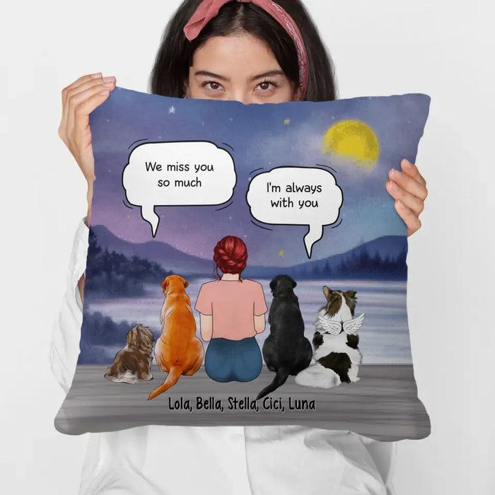 Up to 4 Dogs in Conversation with Dog Mom - Personalized Gifts Custom Memorial Pillow for Dog Mom, Memorial Gifts