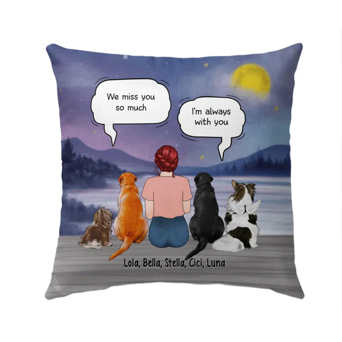 Up to 4 Dogs in Conversation with Dog Mom - Personalized Gifts Custom Memorial Pillow for Dog Mom, Memorial Gifts