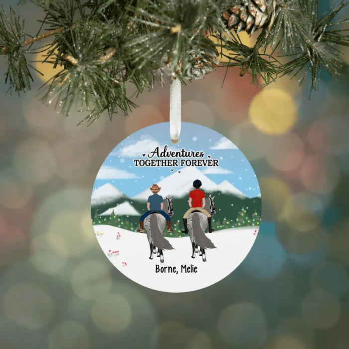 Adventures Together Forever - Personalized Ornament, Horseback Riding Parent with Kids, Christmas Gift For Horse Lovers