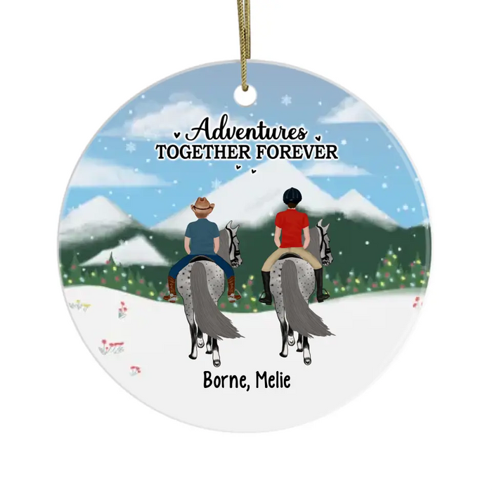 Adventures Together Forever - Personalized Ornament, Horseback Riding Parent with Kids, Christmas Gift For Horse Lovers