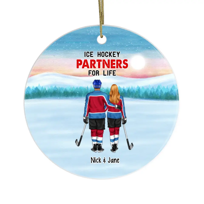 Ice Hockey Partners for Life - Christmas Personalized Gifts Custom Ornament for Couples, Ice Hockey Lovers