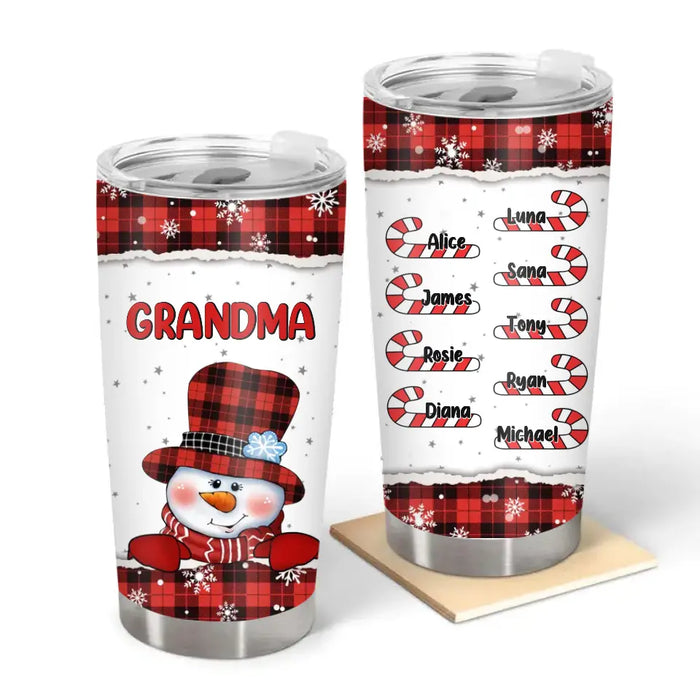 Personalized Christmas Candy Canes Custom Grandma Tumbler, Grandma Tumbler With Grandkids Names, Grandma Tumbler From Grandchildren