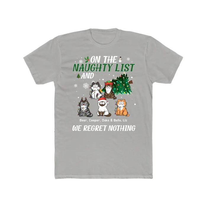 On the Naughty List and We Regret Nothing - Christmas Personalized Gifts Custom Shirt for Cat Lovers