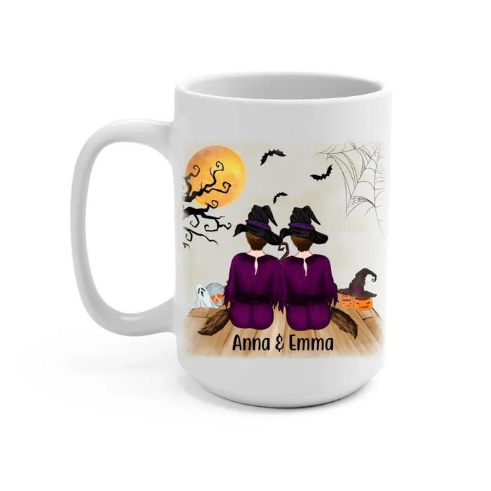 Personalized Mug, Come We Fly, Up To 5 Girls, Halloween Gift For Sisters, Best Friends