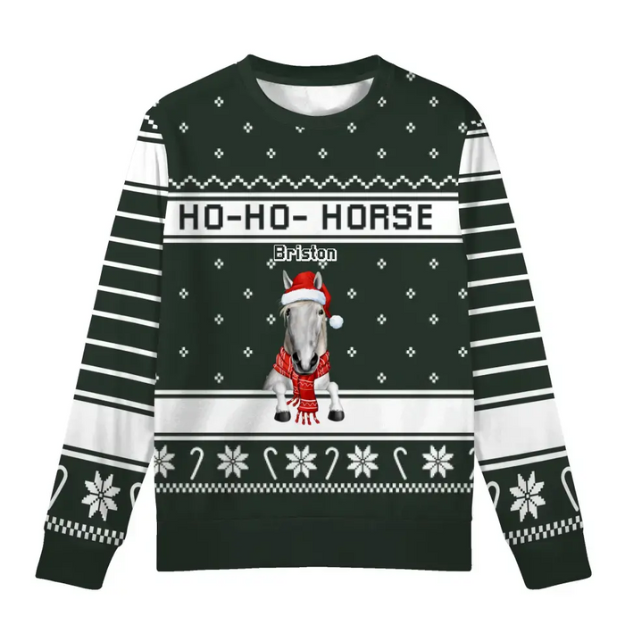 HO- Ho- Horse - Personalized Custom Unisex Ugly Christmas Sweater, Christmas Gift For Horse Lovers