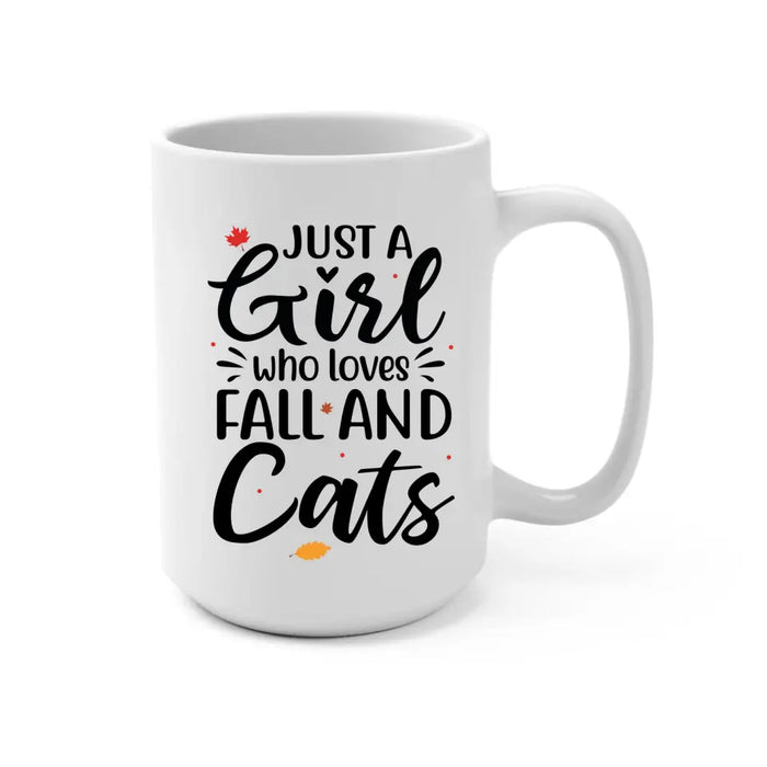 Personalized Mug, A Girl Who Loves Fall And Cats, Fall Gift For Cat Lovers