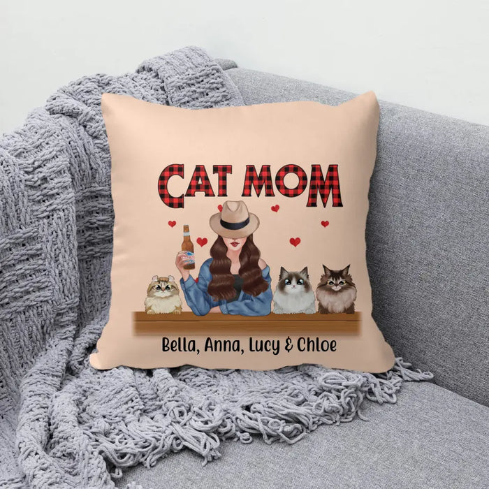 Personalized Pillow, Cat Mom, Custom Gift For Cat Lovers