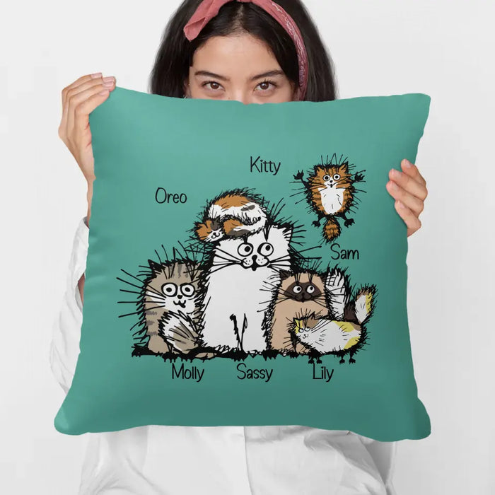 Personalized Pillow, Funny Cats, Up To 6 Cats, Gift for Cats Lovers