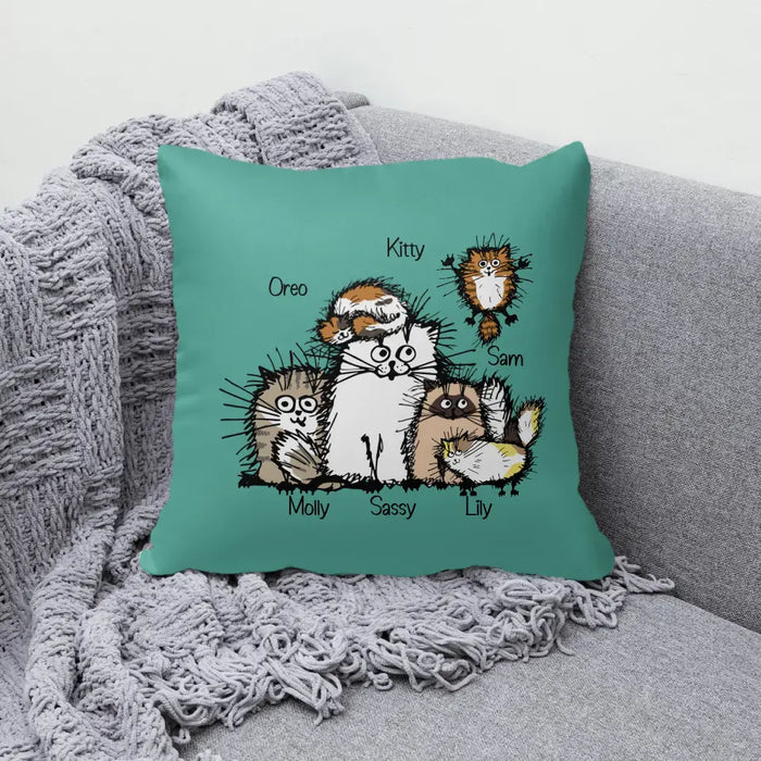 Personalized Pillow, Funny Cats, Up To 6 Cats, Gift for Cats Lovers