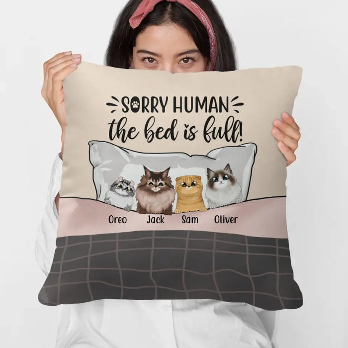 Personalized Pillow, Cats on Bed, Gift for Cat Lovers