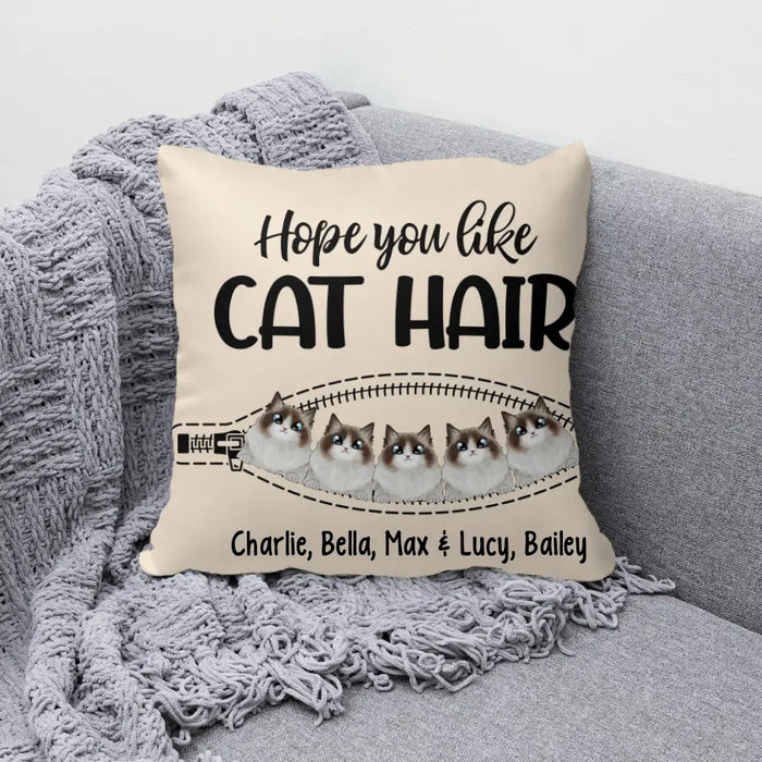 Personalized Pillow, Funny Cat Peeking - Hope You Like Cat Hair, Gift For Cat Lovers