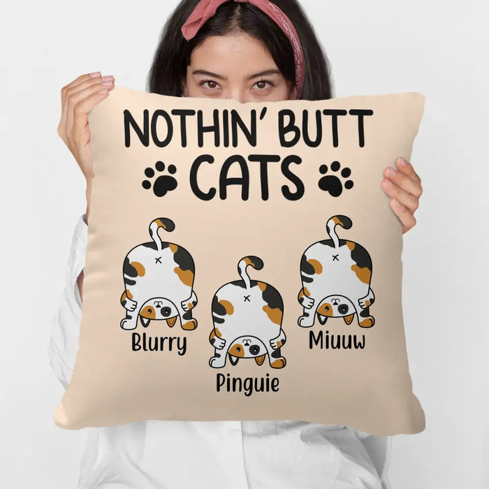 Personalized Pillow, Nothin' Butt Cats, Up To 5 Funny Cats, Gift For Cat Lovers