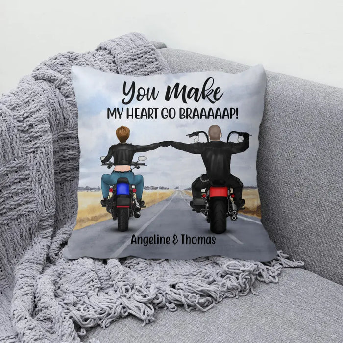 Personalized Pillow, Riding Side By Side Couple, Gifts For Motorcycle Lovers