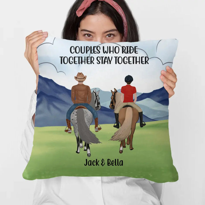 Personalized Pillow, Horse Riding Partners, Gift for Horse Lovers, Gift for Couple, Friends
