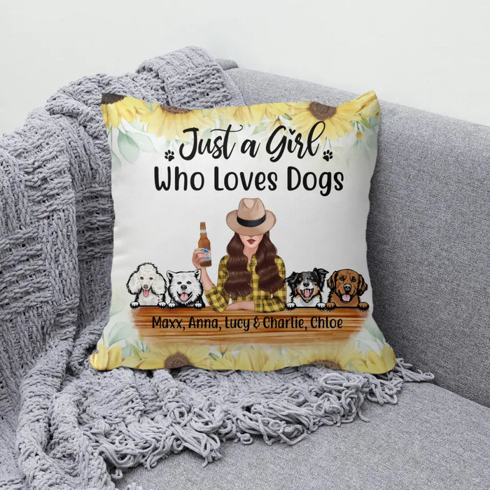 Personalized Pillow, Up To 4 Dogs, Just A Girl Who Loves Dogs, Gift For Dog Lovers