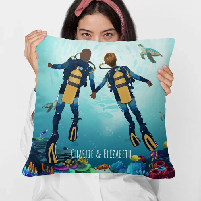 Personalized Pillow, Custom Scuba Diving Gifts for Couples, Scuba Diving Gifts, Gifts for Scuba Divers
