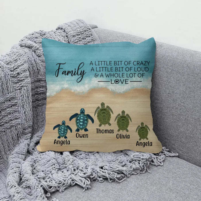 Personalized Pillow, Turtle Family On The Sea, Gifts For Sea Turtle Lovers