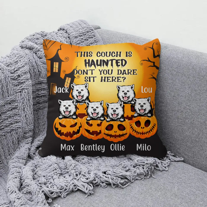 Personalized Pillow, Up To 6 Pets, This Couch Is Haunted, Halloween Gift For Dog Lovers, Cat Lovers