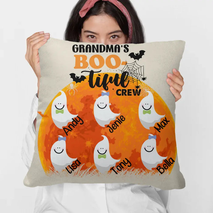 Personalized Pillow, Grandma's Bootiful Crew, Halloween Gift for Grandma, Mother, Family