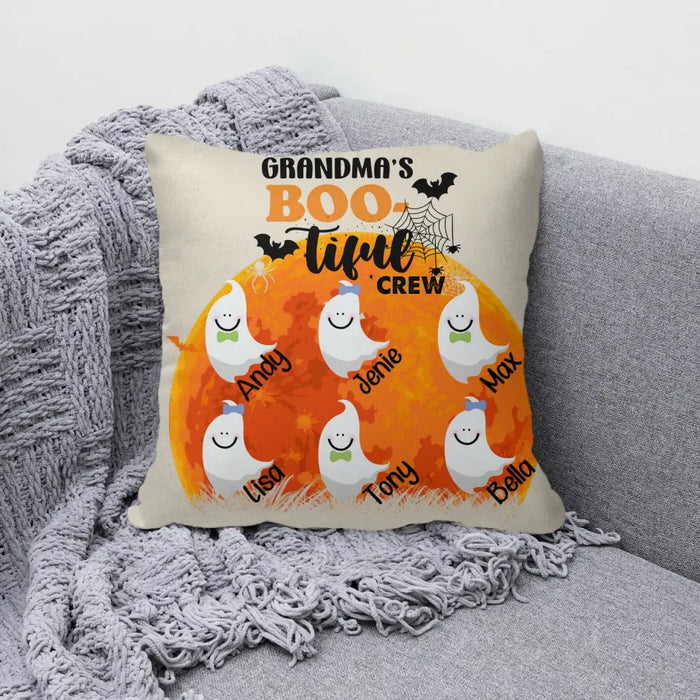 Personalized Pillow, Grandma's Bootiful Crew, Halloween Gift for Grandma, Mother, Family