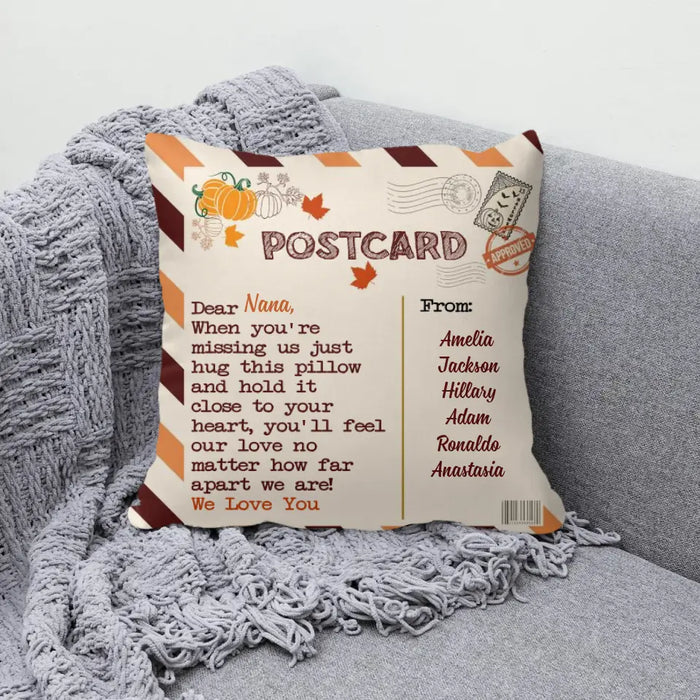 Postcard to Mom Grandma - Personalized Gifts - Custom Pillow for Mom Grandma
