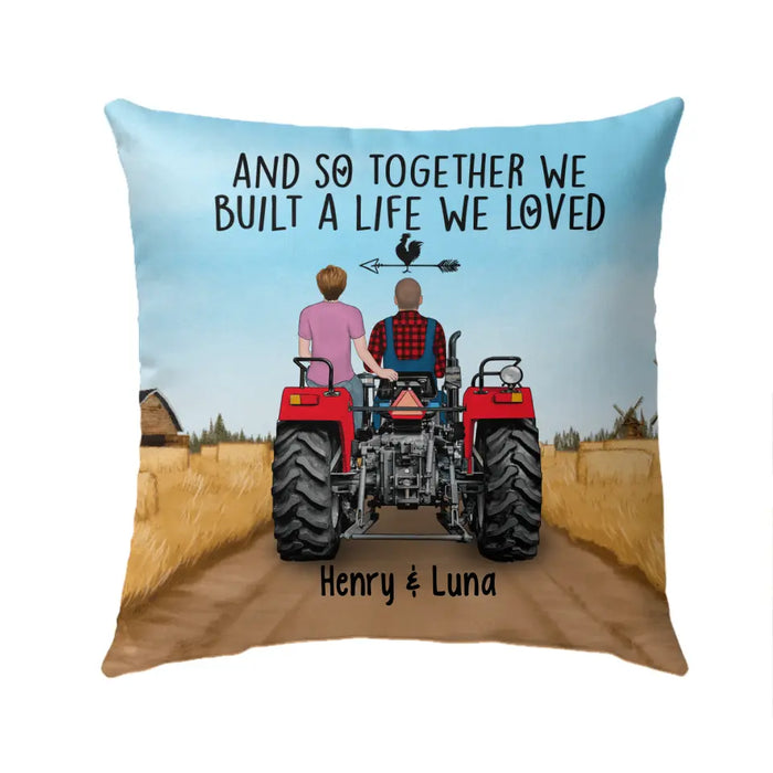 Personalized Pillow, Tractor Driving Couple, Gift For Farmers
