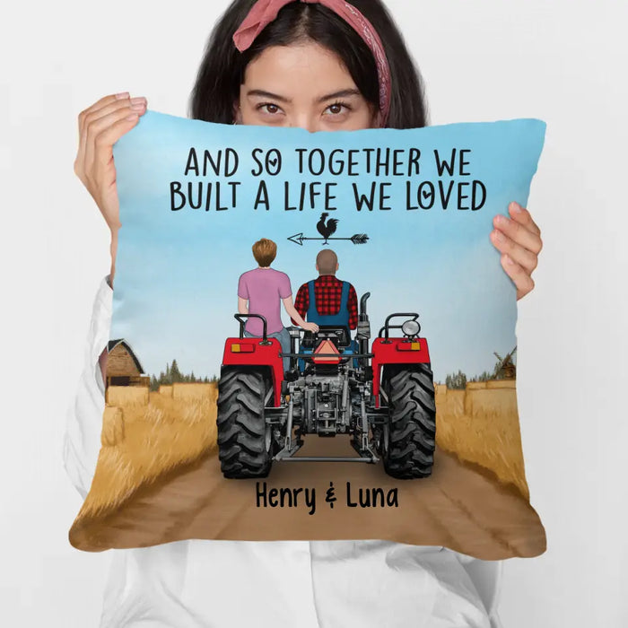 Personalized Pillow, Tractor Driving Couple, Gift For Farmers