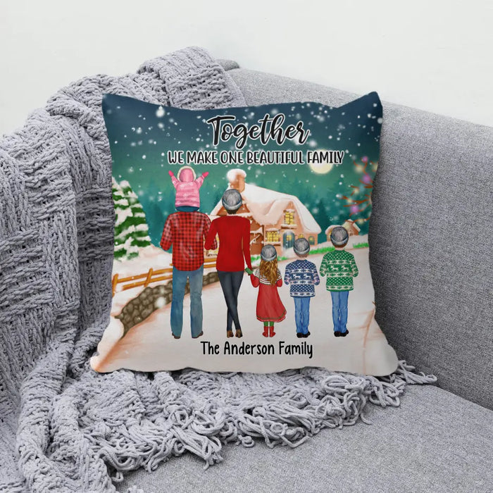 Personalized Pillow, Christmas Family Standing, Christmas Gift For Family